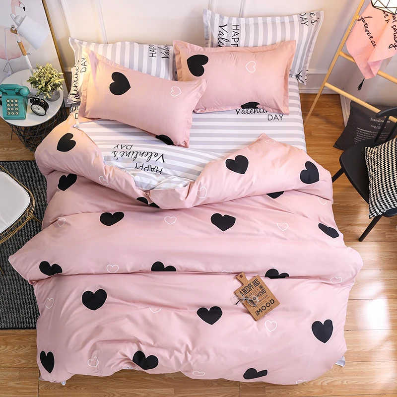 Classic Cow Pattern Queen Bedding Set 5 Size Bed Linen 4pcs Duvet Cover Pastoral Sheet Ab Side Heart | Дом и сад