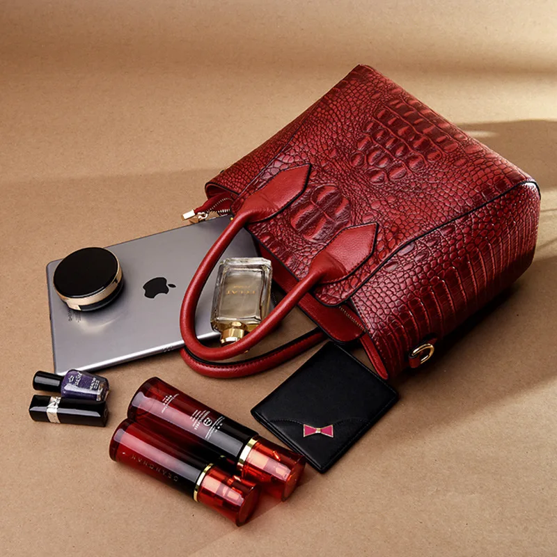 Роскошная женская сумка-трапеция из искусственной кожи аллигатора сумка через