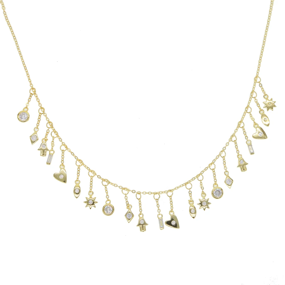 Изящное колье из стерлингового серебра 925 пробы с подвеской в виде луны и звезд