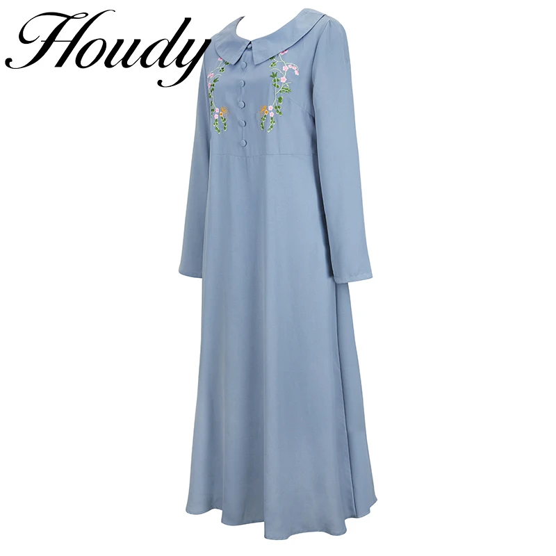 Новая летняя длинная юбка для женщин светло-голубого цвета с вышивкой, складками и свободным кроем, короткими рукавами, рубашкой с воротником-стойкой на пуговицах для вечеринки.