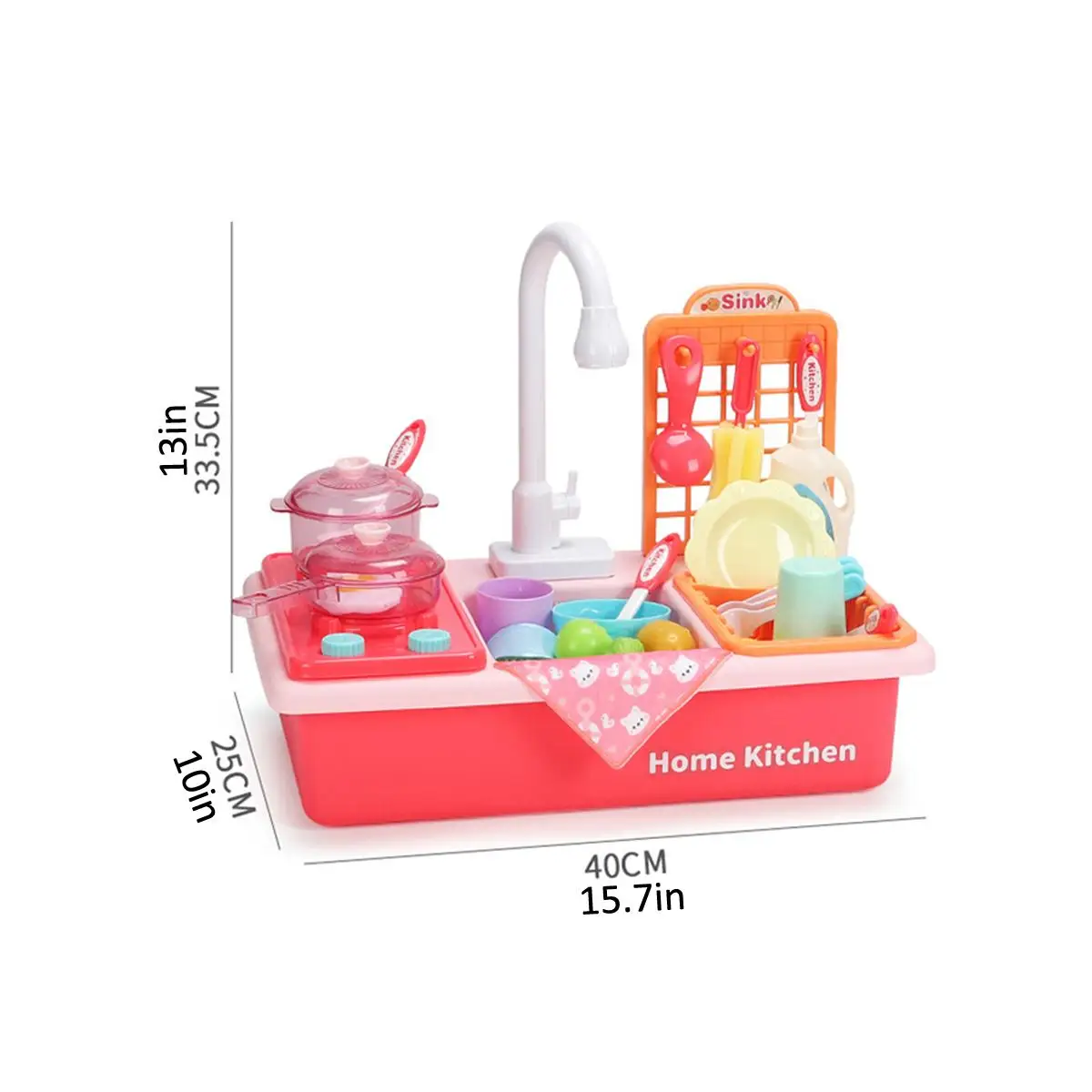 

Kids Plastic Simulation Electric Dishwasher Sink Pretend Play Kitchen Toys with Electric Water Wash Basin Kit for Children Gifts