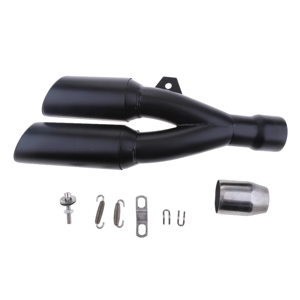 36-51mm Black Double Dual Outlet Exhaust Muffler Pipe GP Motorcycle Silencer | Mufflers