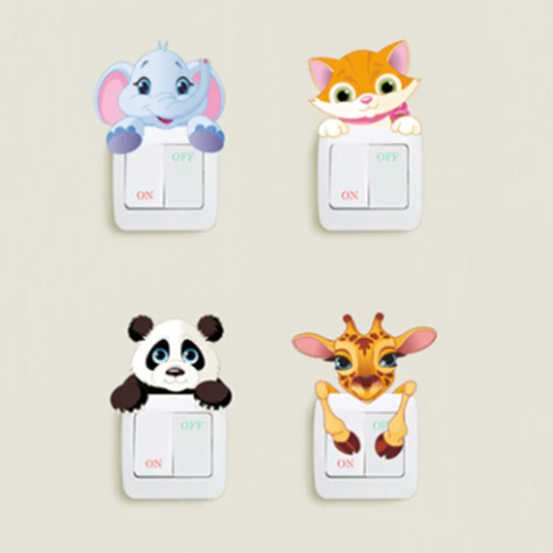 С принтом в виде слона для кошки панды жирафа светильник переключатель наклейки