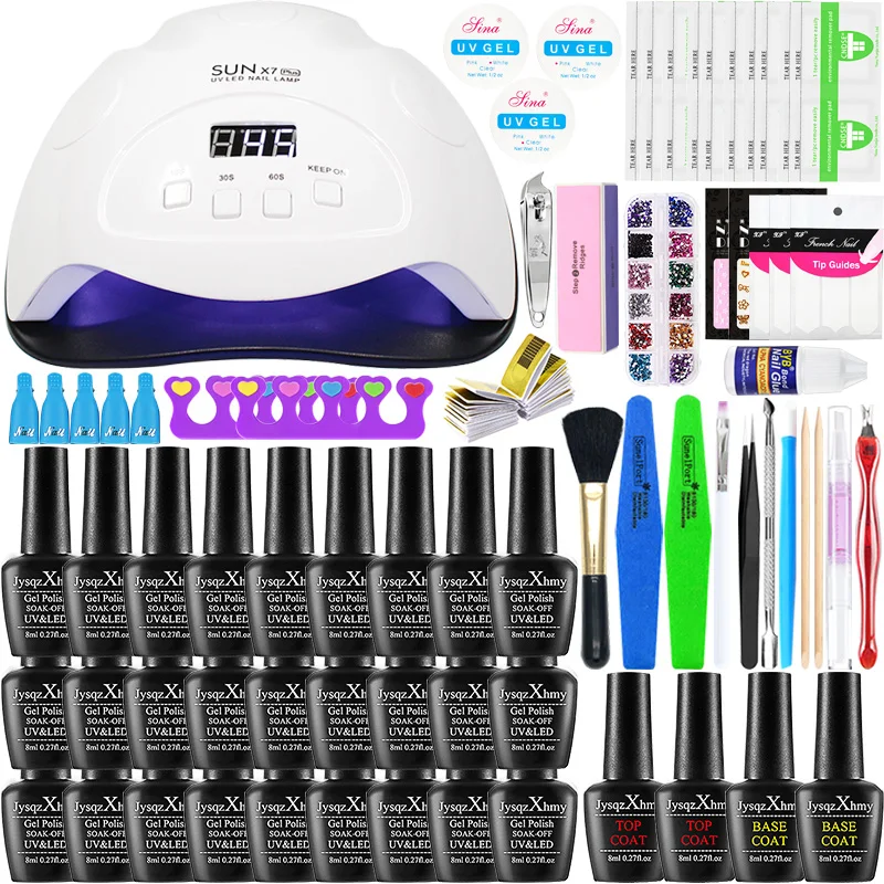 Набор для ногтей поли гель лак набор лампа лечения 27/18/10 штук гелевых лаков