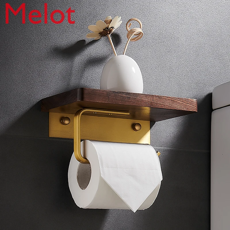 solid wood tissue holder creative toilet toilet paper holder black walnut box mobile phone holder free global shipping
