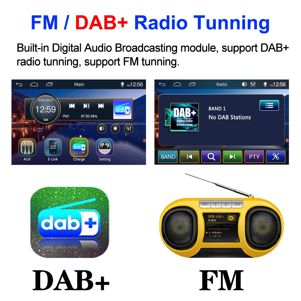 Автомобильный радиоприемник Android с GPS-навигацией Bluetooth DAB + 2 DIN Tristan Auron |