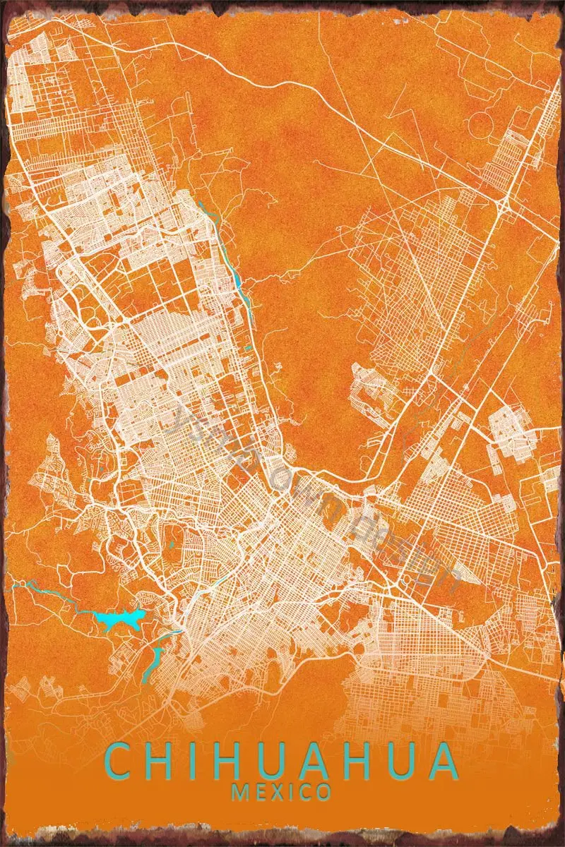 

Карта города Мексики чихуахуа, металлический знак, жестяной знак, оловянные пластины, Настенный декор в стиле ретро, винтажная для творчест...