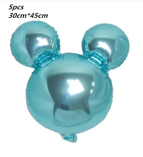 5pcs Blue 5 шт. мини голова Микки Алюминиевая Фольга Воздушный шар с Минни-Маус игрушки 30x45 см мультфильм воздушный шар Дети День рождения украшения - Цвет: 5pcs Blue