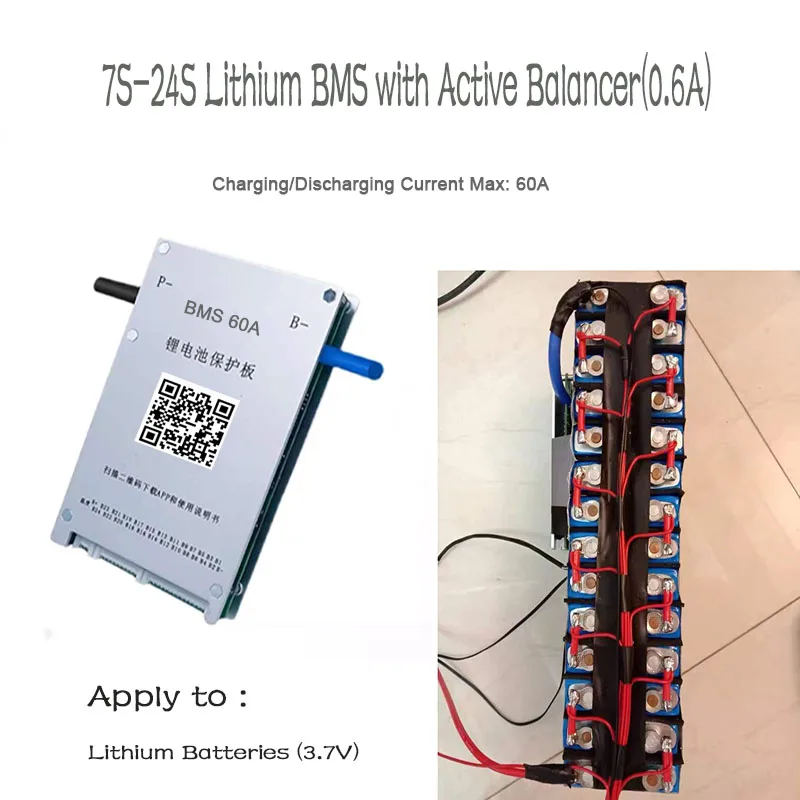 

TOPBMS Lithium 3.7V Active Equalizer 600mA 7S 10S 13S 14S 16S 17S 20S 21S 23S 24S Bluetooth RS485 CAN Discharge 60A Peak 120A