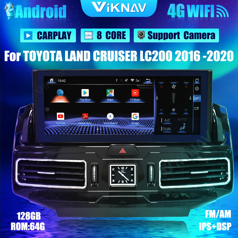 

Мультимедийный плеер, 128 ГБ, с антибликовым покрытием, на Android 10,0, DVD, для TOYOTA LAND CRUISER LC200 2016 -2020, GPS-навигация, автомобильное аудио, головное устр...
