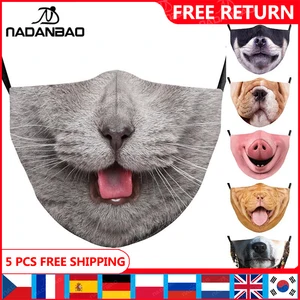 Забавная милая детская маска NADANBAO для косплея лица с принтом кошки моющаяся маска для рта модная маска для взрослых кавайные маски с ушным крючком