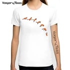 Футболка Vagarytees с креативным принтом прыгающая лисица, милые Стильные топы, футболки, женский топ, изящная женская футболка прыгающая лисица
