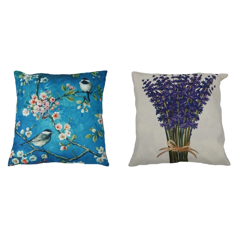 

Новинка-2 шт. ручная роспись масляная живопись Подушка искусственная наволочка, Букет Лаванды и вишневого дерева