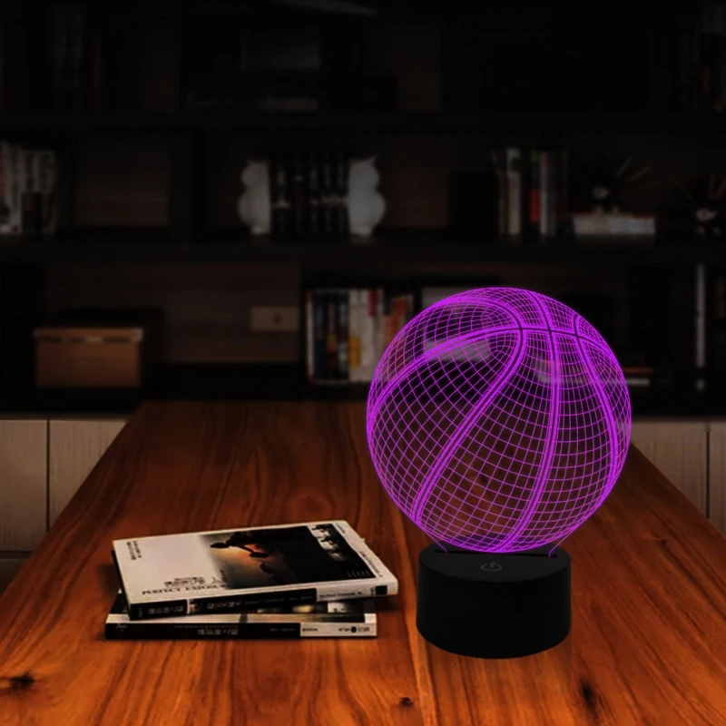 

3D LED Night Light Basketball Action Figure 7 Colors Change Touch Optical Illusion Table Lamp Kids Room Home Decoration