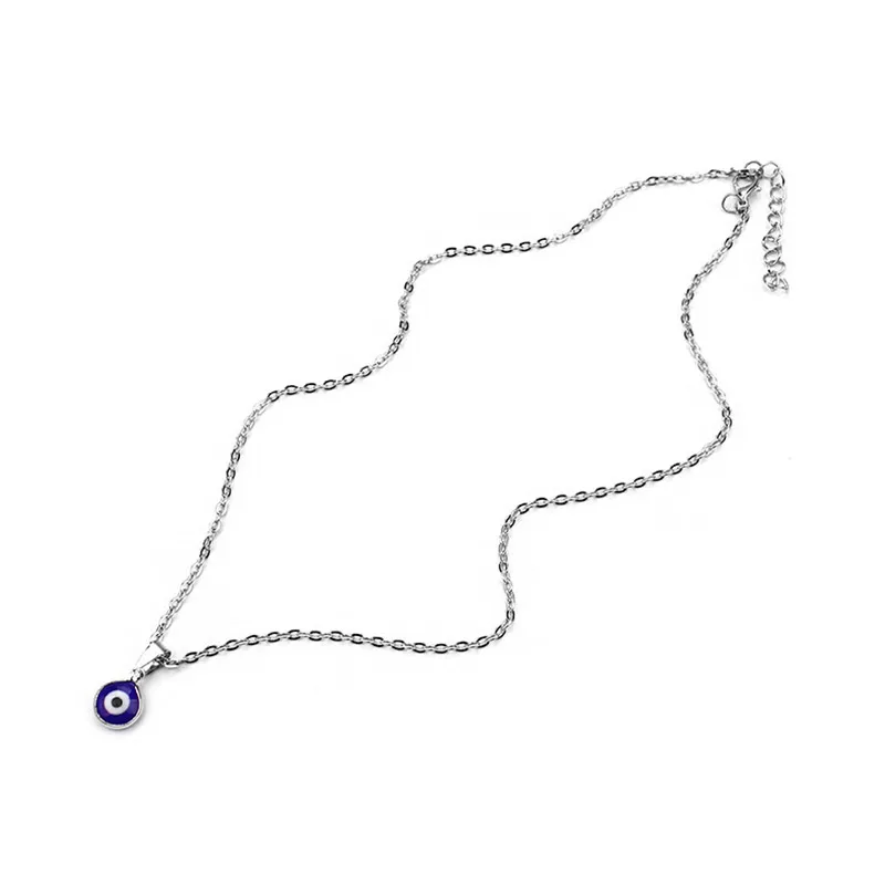 Vintage Silver Color Chain Pendant Necklace Charm Turkish Evil Eye Necklaces For Women Men Fashion Jewelry Lucky Gifts