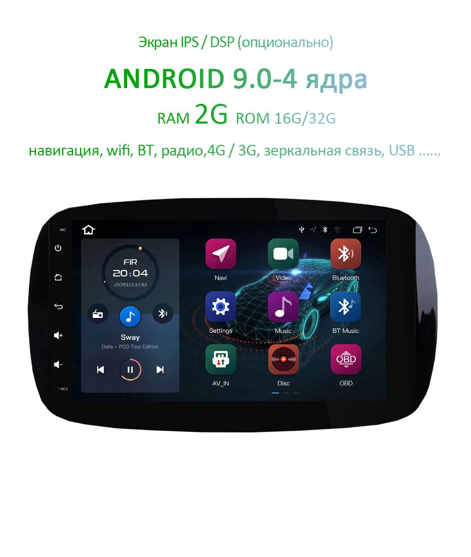 Ips DSP 4G 64G " Android 9,0 1din Автомобильный gps радио для Mercedes Benz Интеллектуальный мультимедийный проигрыватель Авто Стерео без автомобильного dvd-плеера