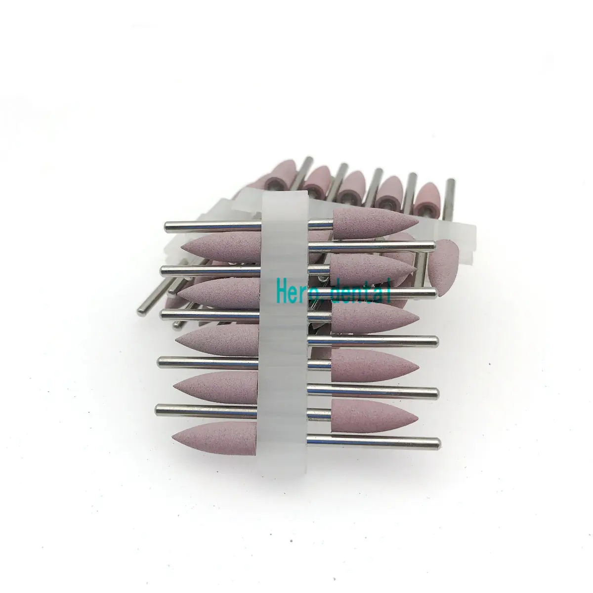50pcs Dental Silicone Rubber Resin Base Hidden Denture Polishing Burs model 406 pink