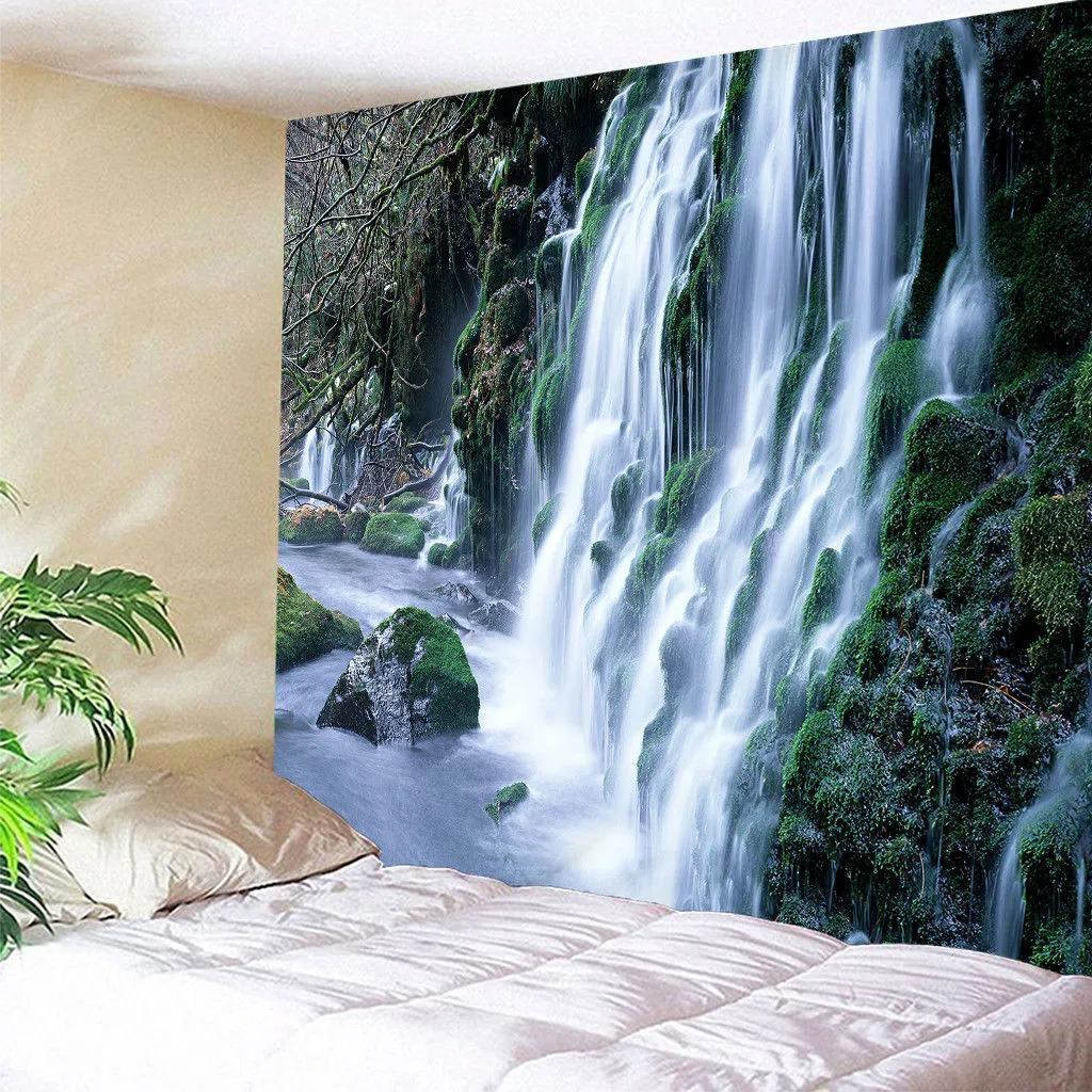 3D пляжное полотенце настенный гобелен пейзаж водопад красивый лесной поток