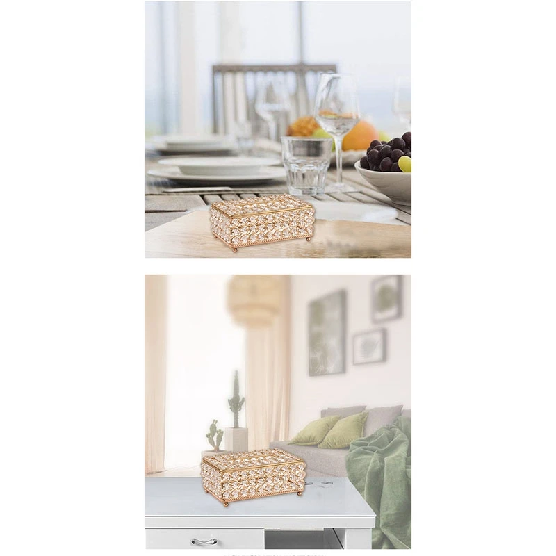 

European Style Square Crystal Tissue Box Tea Table Drawer Case Tissue Holder Living Room Home Bar KTV Table Decoration