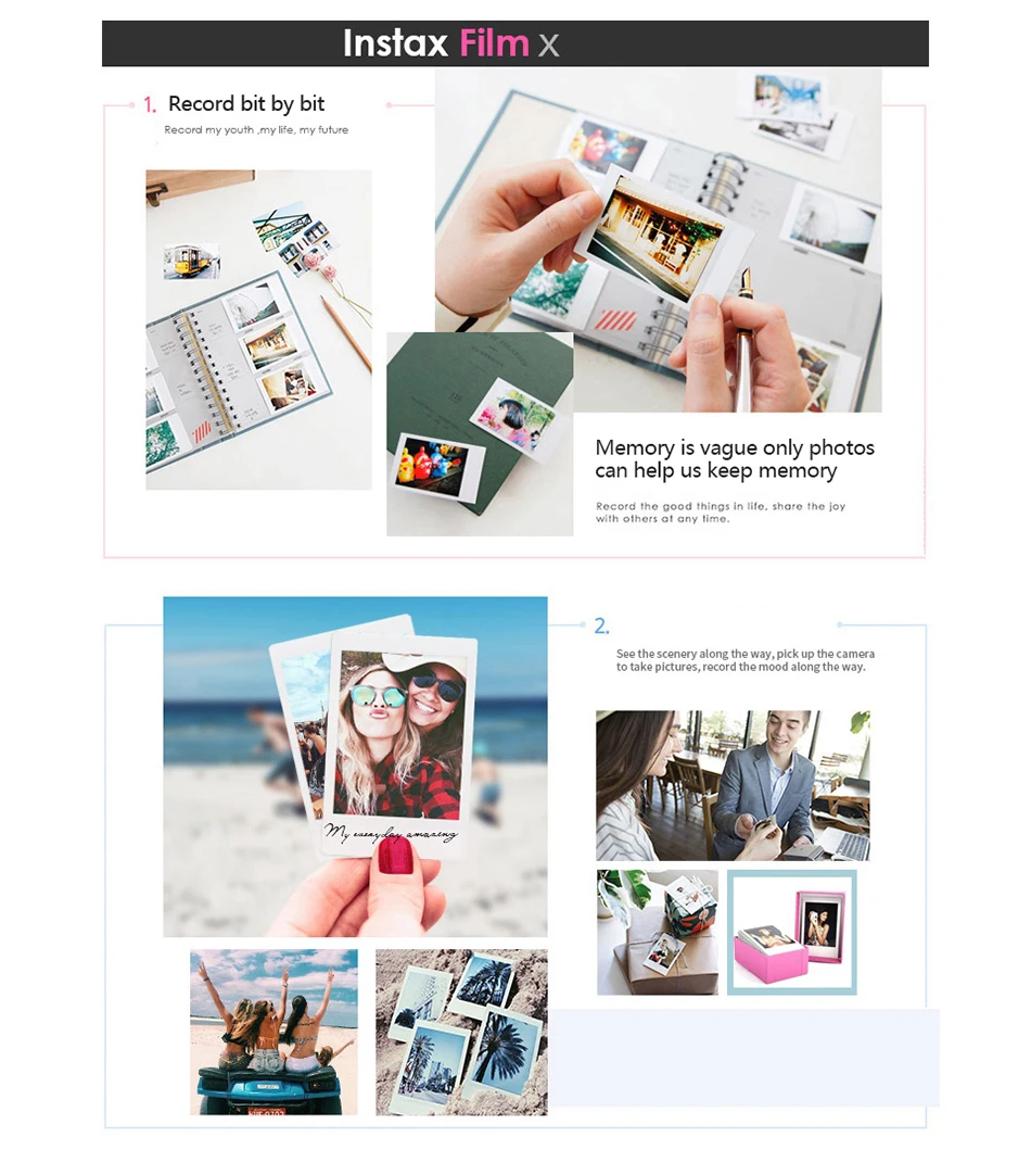 

Fuji Polaroid Mini photo paper mini7C/9/70/8 mini25/90 film white border photo paper