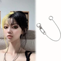 stainless steel nose chain fake earrings personality lip ring with long chains fashion piercings earring ear clip body jewelry