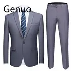 Высококачественные мужские Модные приталенные костюмы 2020 6XL мужской деловой повседневный костюм для шафера 2 шт. Свадебный костюм куртка брюки комплекты