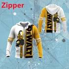 Новинка 2021, брендовая Черная Толстовка DEWALT с принтом бензопилы, модный свитер, рубашка на молнии, спортивная одежда, мужские и женские топы