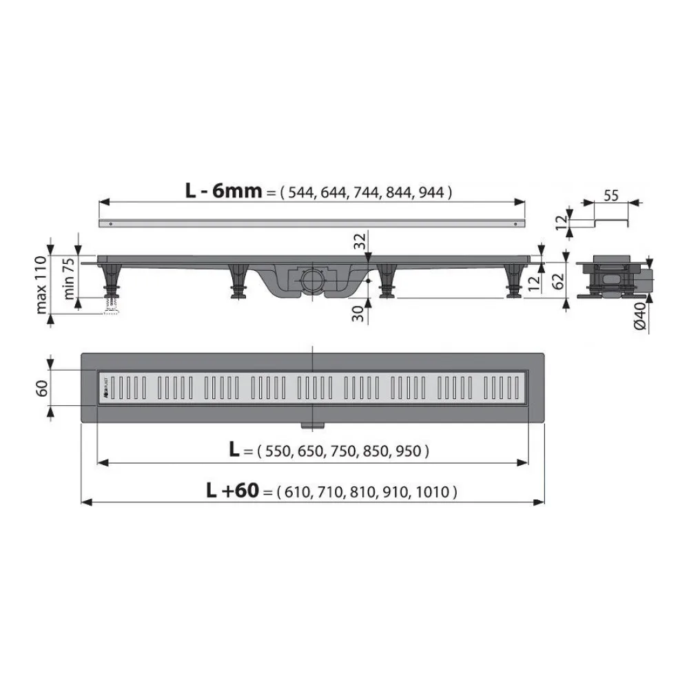 Душевой лоток AlcaPlast APZ10 Simple APZ10-650M | Строительство и ремонт