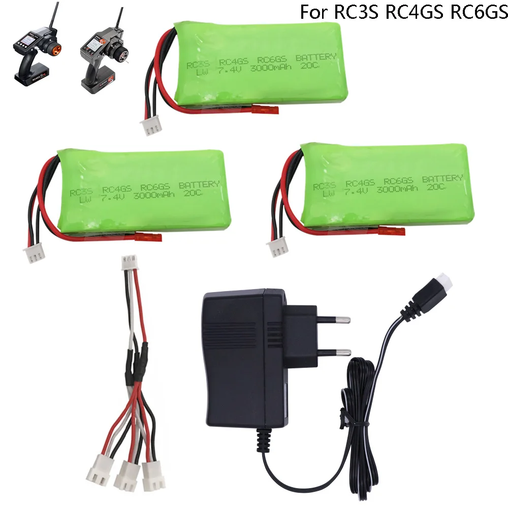 

Lipo battery For RC3S RC4GS RC6GS with charger cable set 7.4V 3000mah 2S 20C For RC parts Helicopter Car Boat Airplane toy parts