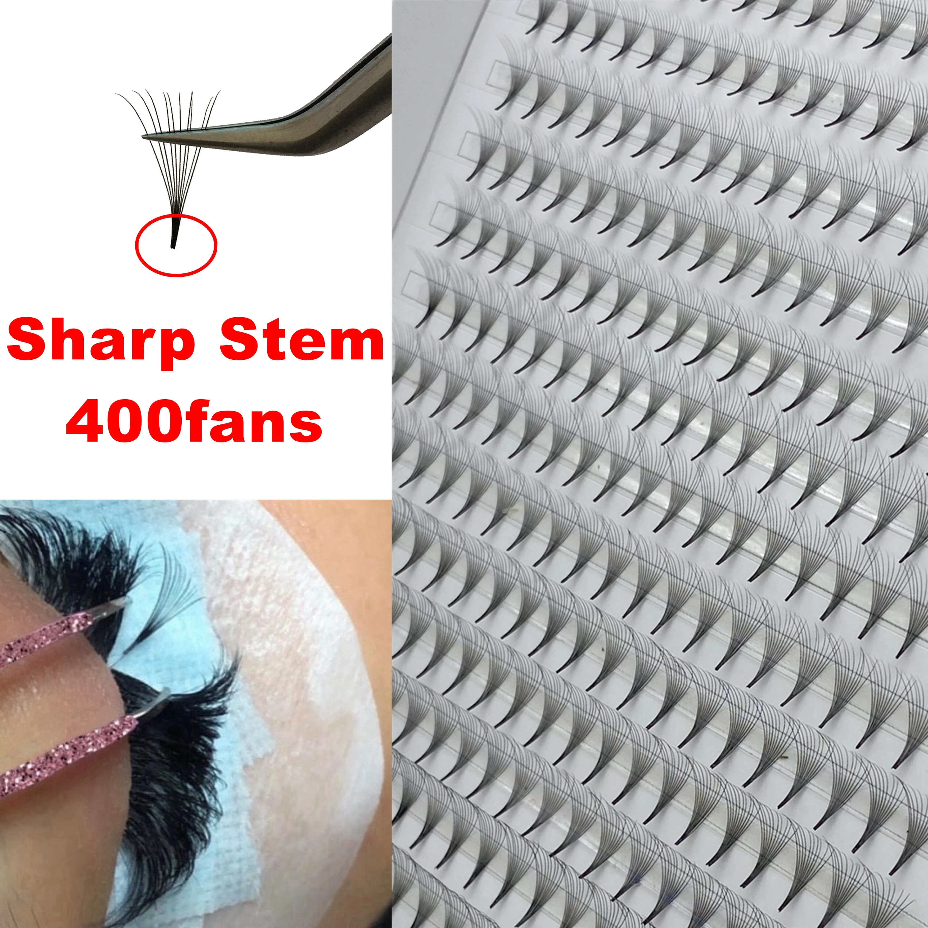 9D 10D готовых 400 вентиляторы Sharp стебель ресницы индивидуальные мягкие русские