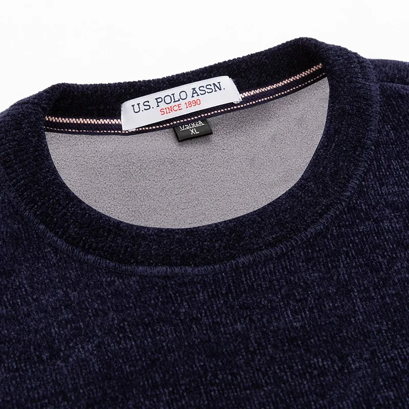 U.S.Polo. Осенне-зимний плюшевый утепленный мужской свитер Assn. Деловой Повседневный