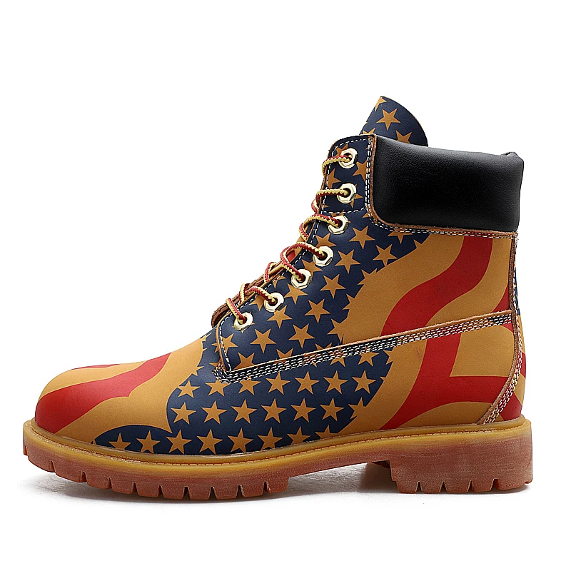 Мужские кожаные ботильоны Желтые Повседневные мотоциклетные ботинки для