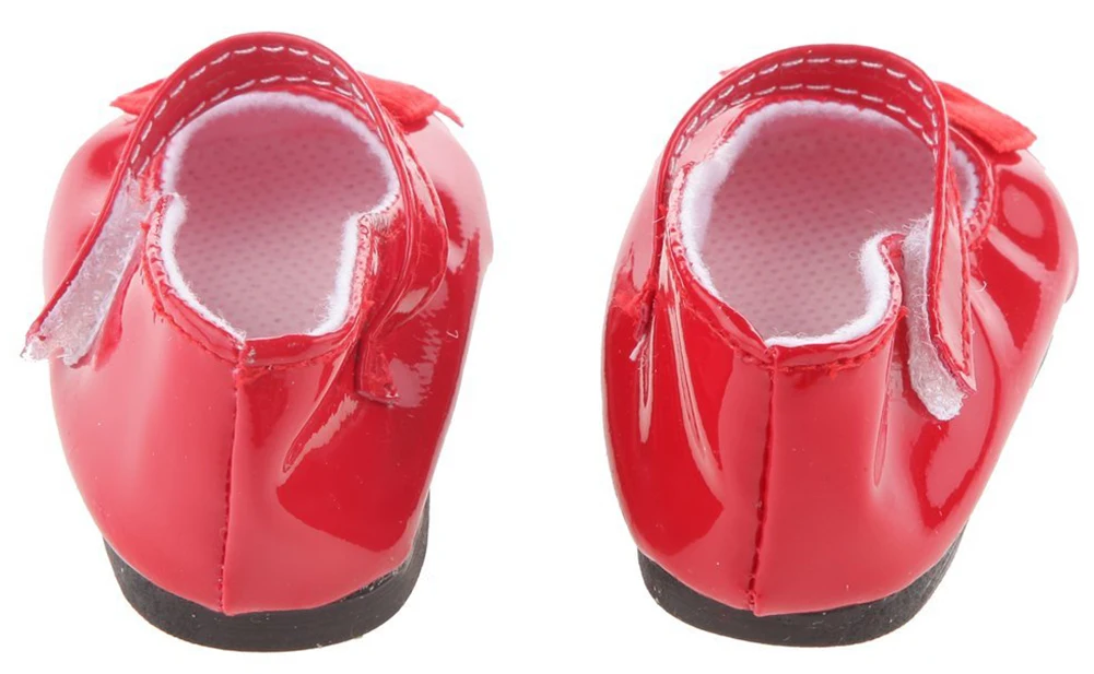 

Newborn Baby Girls Shoes PU leather Buckle First Walkers Red Shoes With Soft Bow Soled Crib For 18 inch Non-slip G8P3