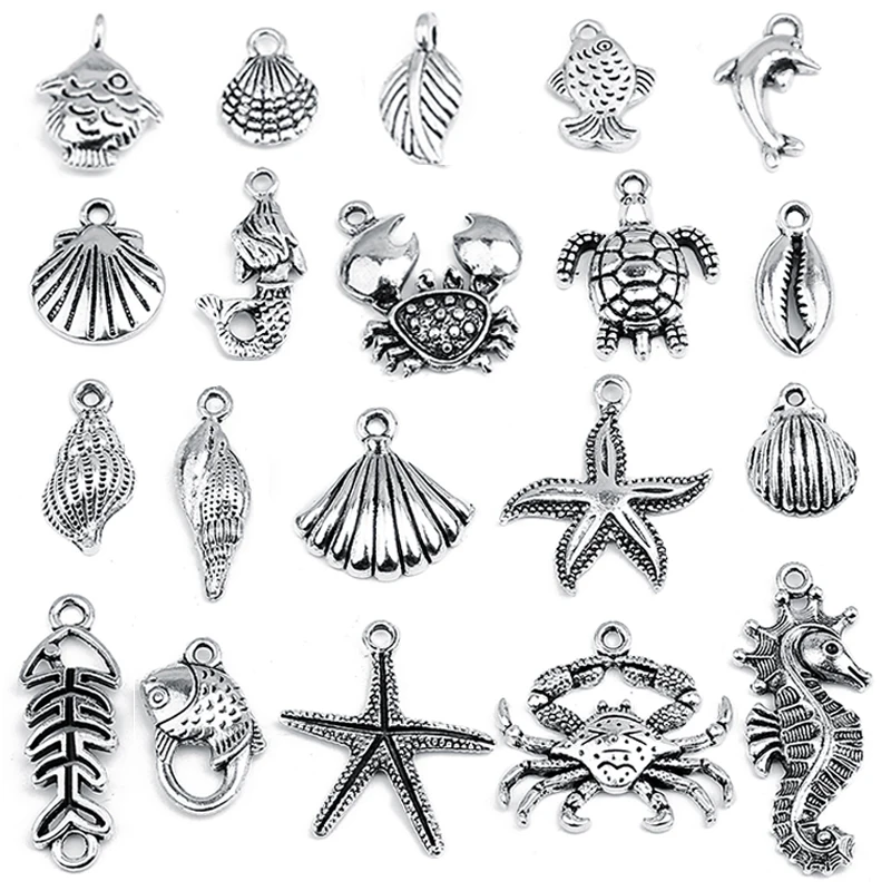 

30pcs/lot Vintage Mix Size Style Metal Marine Organism Seahorse Charms Animal Pendant For Jewelry Making Diy Handmade Jewelry