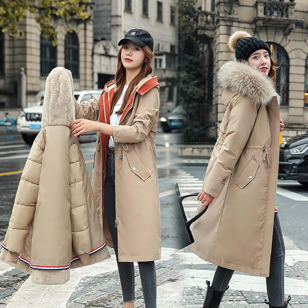 Vielleicht Fur Collar Long Hooded Parka 2021 New Winter Jacket Women Big Pocket Removable Wool Liner Three Ways Wear Winter Coat