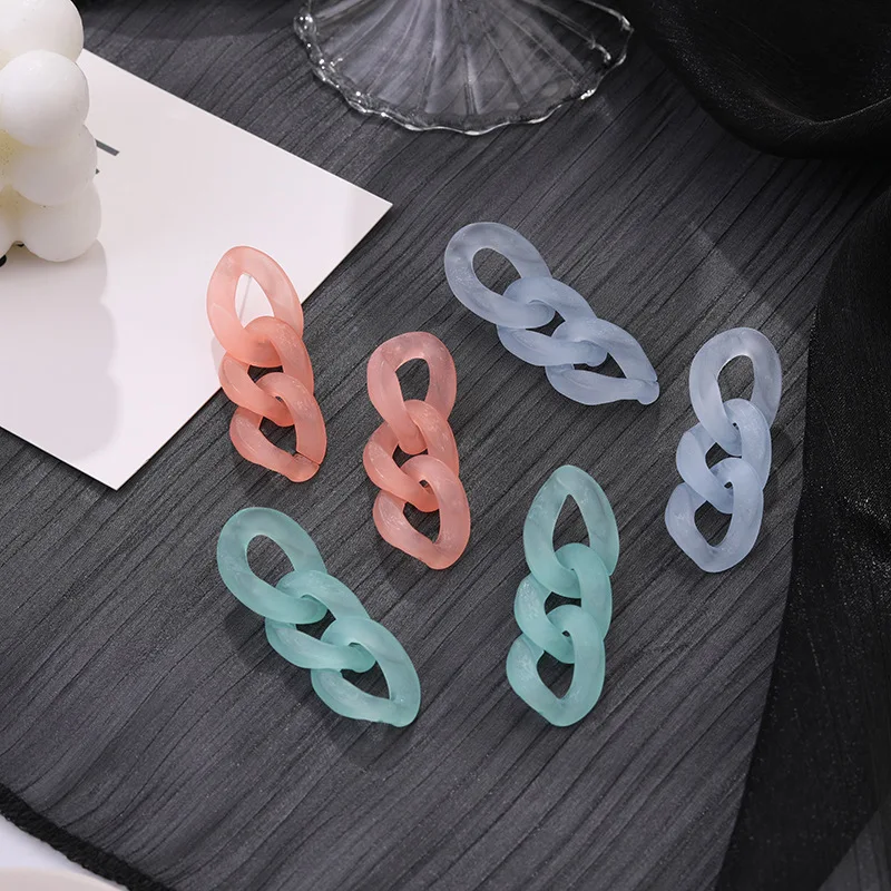 

2020 Fashion Geometric Colorful Acrylic Chain Long Drop Dangle Earrings For Women Sweet Trendy Transparent Statement Earrings