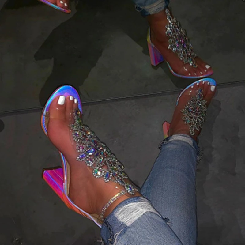 Siddons PVC Transparent Women Summer Ankle Boots Gladiator Sandals Sexy Ladies High Heels Shoes Luxury Crystal Rain | Обувь