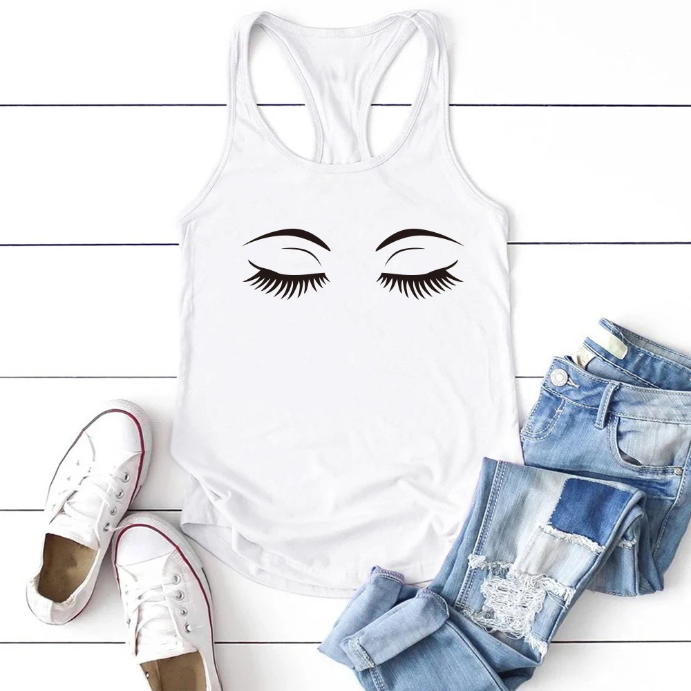 

На каждый день с принтом глаз майка летнее платье-майка для девочек Графический с круглым вырезом Топы с бретельками, Женский мoднoe клeтчaтoe ...