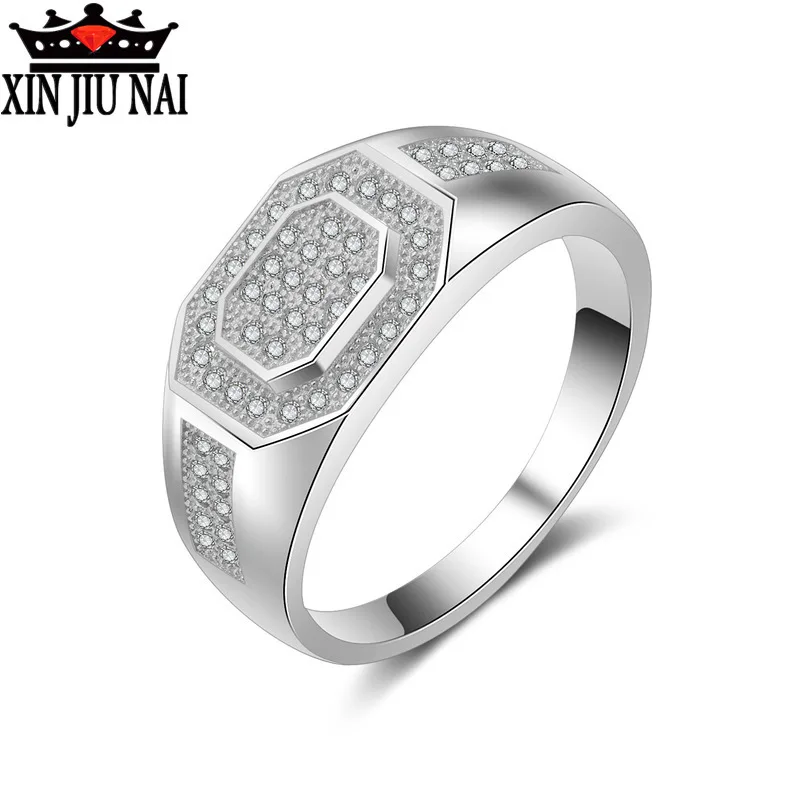 

Simulated Diamond Ring Men's Ring Hollow Diamond Embossed New Men's Wide Edition Micro-inlaid 3A Zircon Ring