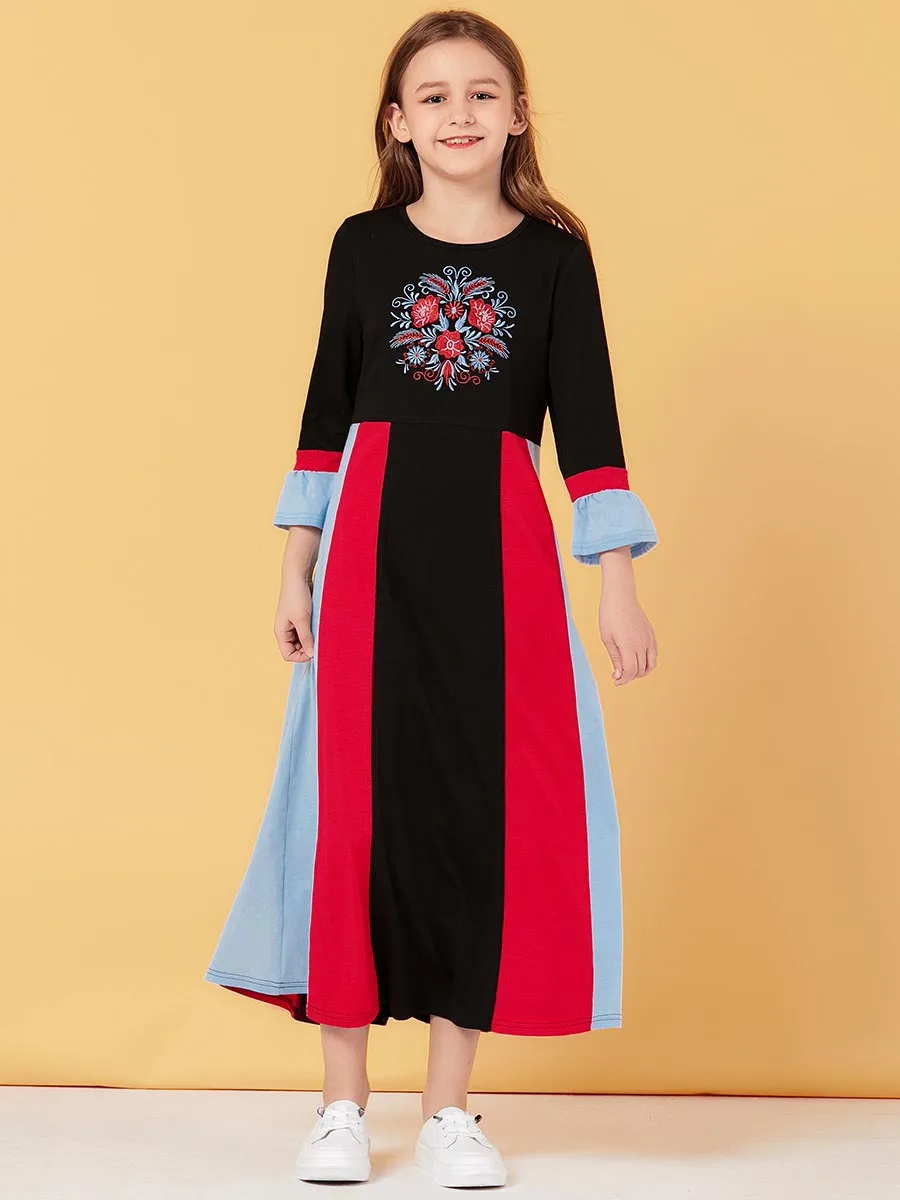 Новое модное женское платье с цветочным принтом мусульманское Длинное свободное