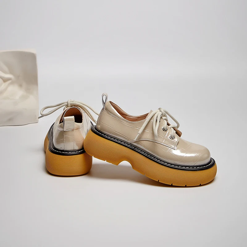 

Hjwsfdcai Women Genuine Leather Outdoor Casual Shoes Platform Round Toe Female Lace-Up Shoes Cute Style Mujer Tide Shoes 2021