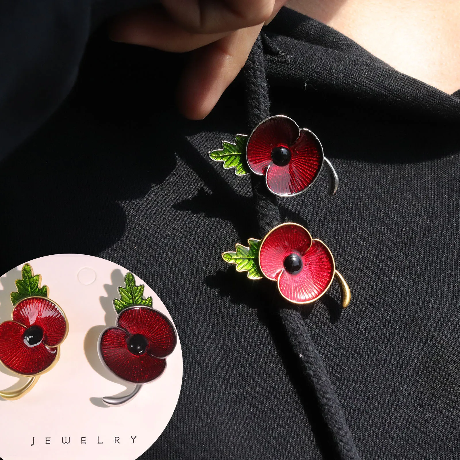 

Fashion Poppy Flower Enamel Brooches Simple Design Leaf Plant Breastpin For Women Ladies Clothing Decoration Cute Jewelry Gift