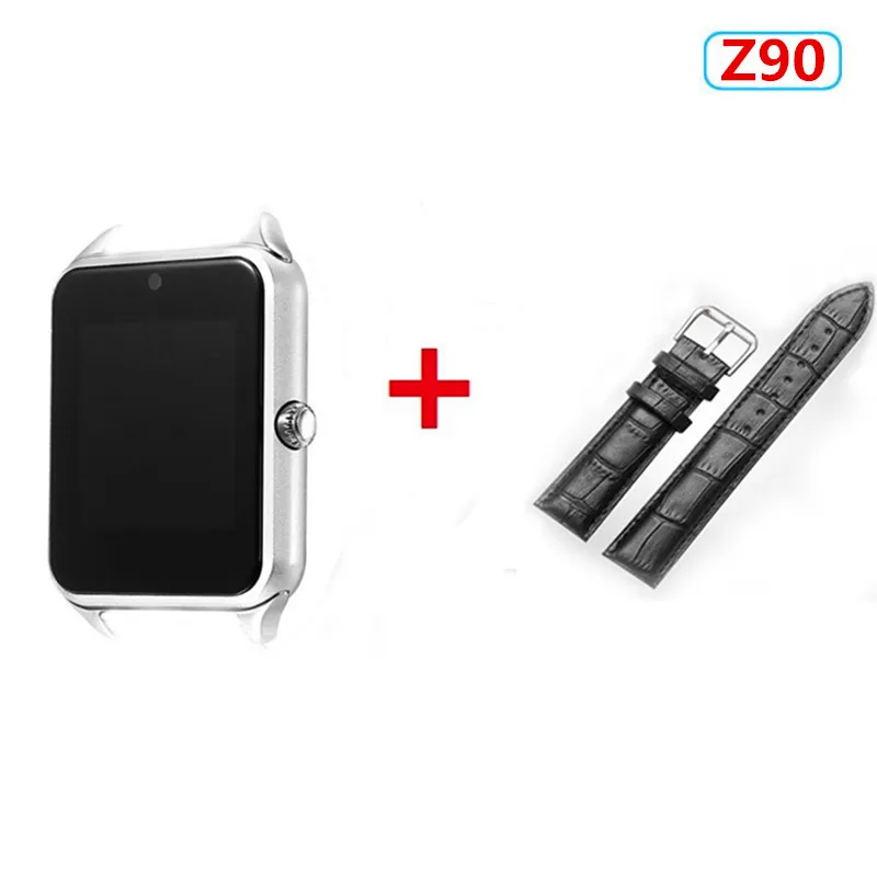 Z90 Silver Z60 Смарт часы GT08 плюс металлический ремешок Bluetooth наручные Смарт часы Поддержка Sim TF карта для всех телефонов Android Z90 кожаный ремешок - Цвет: Z90 Silver