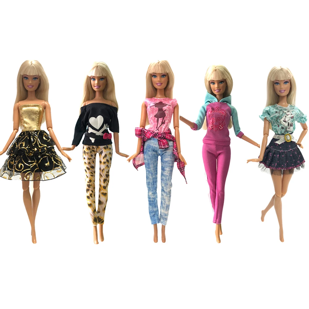 NK новейшая Одежда для кукол 5 шт./компл. футболка и брюки модная повседневная