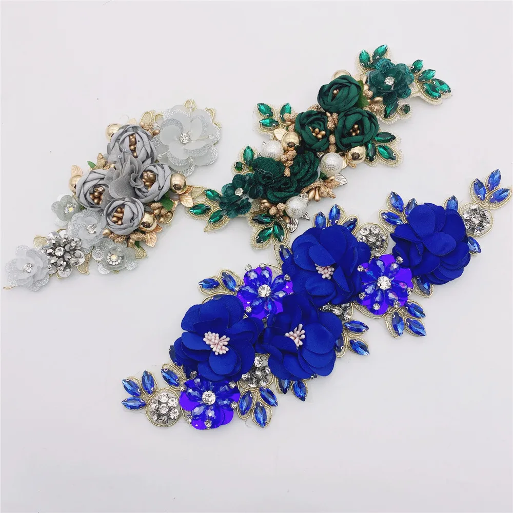 2 шт. модная 3d аппликация Стразы ручной работы с цветочной вышивкой нашивка для