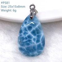 top natural blue larimar pendant jewelry for women man beads silver love luck gift crystal dominica water pattern stone aaaaa