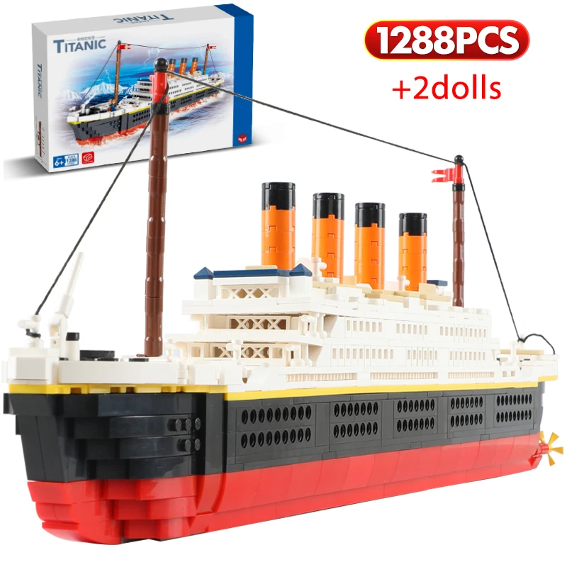 1288PCS City Mini World Famous Movie RMS Titanic Ship Model Building Blocks Figures Boat Friends Bricks Toys For Children Gifts - купить по
