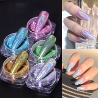 holographic powder on nails laser silver glitter chrome nail powder dip shimmer gel polish flakes for manicure pigment
