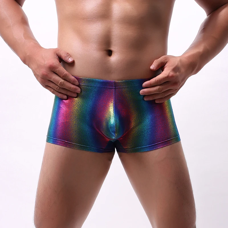 Мужские боксеры радужные высокие эластичные сетчатые с низкой талией модные