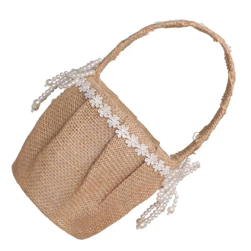 

1pc Bow Flower Basket Rose Petals Holder Wedding Ceremony Decor Flower Basket